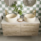 Apex Pair of Brushed Brass 330mm Slim D-Shaped Handles Lifestyle 1